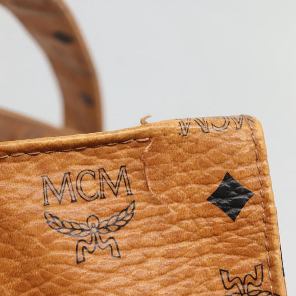 MCM Logogram Vicetos Tote Bag PVC Leather Brown Gold Auth BA3460
