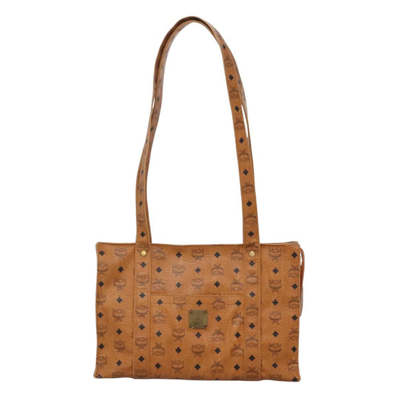 MCM Logogram Vicetos Tote Bag PVC Leather Brown Gold Auth BA3460