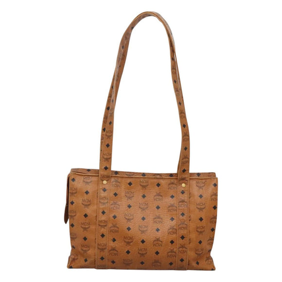 MCM Logogram Vicetos Tote Bag PVC Leather Brown Gold Auth BA3460