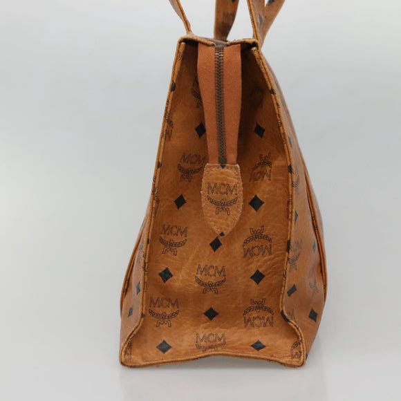 MCM Logogram Vicetos Tote Bag PVC Leather Brown Gold Auth BA3460
