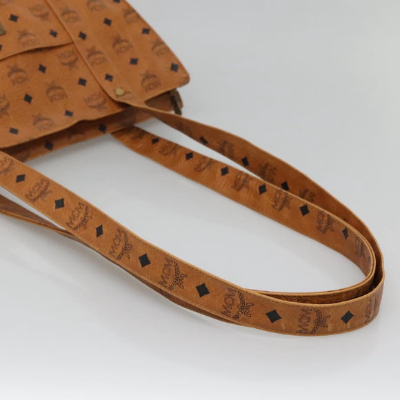 MCM Logogram Vicetos Tote Bag PVC Leather Brown Gold Auth BA3460