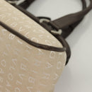 BVLGARI Logo Mania Tote Bag Canvas Leather Beige Silver Auth BA3461-14