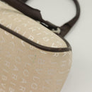 BVLGARI Logo Mania Tote Bag Canvas Leather Beige Silver Auth BA3461-16