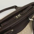 BVLGARI Logo Mania Tote Bag Canvas Leather Beige Silver Auth BA3461-10