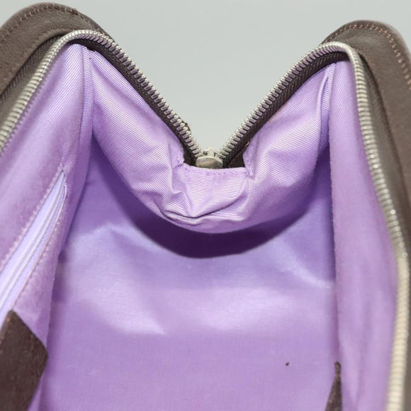 BVLGARI Logo Mania Tote Bag Canvas Leather Beige Silver Auth BA3461