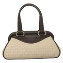 BVLGARI Logo Mania Tote Bag Canvas Leather Beige Silver Auth BA3461-13