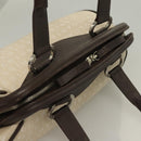 BVLGARI Logo Mania Tote Bag Canvas Leather Beige Silver Auth BA3461-6