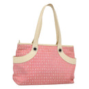 BVLGARI Logo Mania Tote Bag Canvas Pink Silver Auth BA3462-1