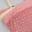 BVLGARI Logo Mania Tote Bag Canvas Pink Silver Auth BA3462-14