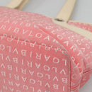 BVLGARI Logo Mania Tote Bag Canvas Pink Silver Auth BA3462-15
