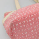 BVLGARI Logo Mania Tote Bag Canvas Pink Silver Auth BA3462-16