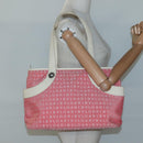 BVLGARI Logo Mania Tote Bag Canvas Pink Silver Auth BA3462-21