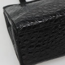 Salvatore Ferragamo Vala Tote Bag Leather Embossed Black Gold Auth BA3465-14