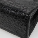 Salvatore Ferragamo Vala Tote Bag Leather Embossed Black Gold Auth BA3465-15