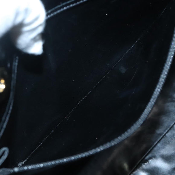 Salvatore Ferragamo Vala Tote Bag Leather Embossed Black Gold Auth BA3465