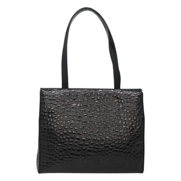 Salvatore Ferragamo Vala Tote Bag Leather Embossed Black Gold Auth BA3465 - 0