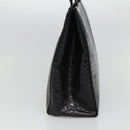 Salvatore Ferragamo Vala Tote Bag Leather Embossed Black Gold Auth BA3465-4