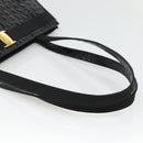 Salvatore Ferragamo Vala Tote Bag Leather Embossed Black Gold Auth BA3465-7