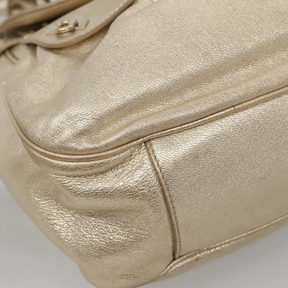 Salvatore Ferragamo Gancini Bag Leather Champagne Gold Gold Auth BA3466V