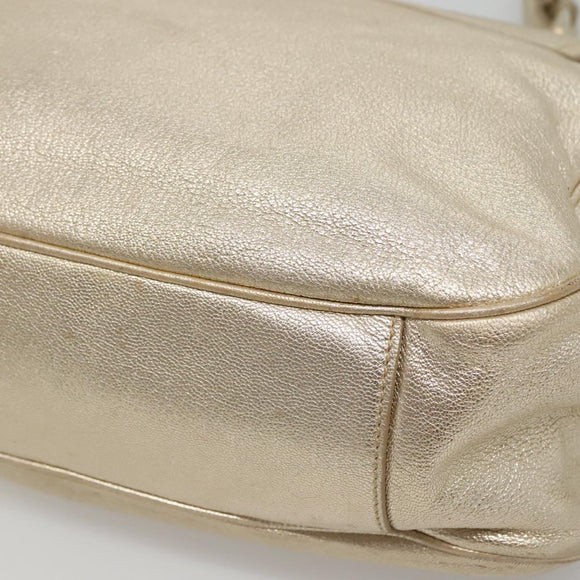 Salvatore Ferragamo Gancini Bag Leather Champagne Gold Gold Auth BA3466V