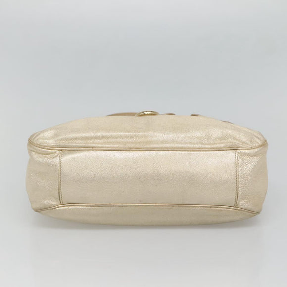 Salvatore Ferragamo Gancini Bag Leather Champagne Gold Gold Auth BA3466V