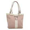 Salvatore Ferragamo Gancini Tote Bag Canvas Leather Pink Silver Auth BA3467-1