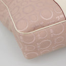 Salvatore Ferragamo Gancini Tote Bag Canvas Leather Pink Silver Auth BA3467-14