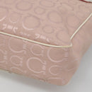 Salvatore Ferragamo Gancini Tote Bag Canvas Leather Pink Silver Auth BA3467-15