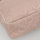 Salvatore Ferragamo Gancini Tote Bag Canvas Leather Pink Silver Auth BA3467-16