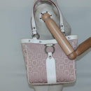 Salvatore Ferragamo Gancini Tote Bag Canvas Leather Pink Silver Auth BA3467-21