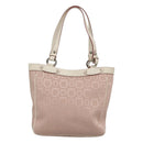 Salvatore Ferragamo Gancini Tote Bag Canvas Leather Pink Silver Auth BA3467-2