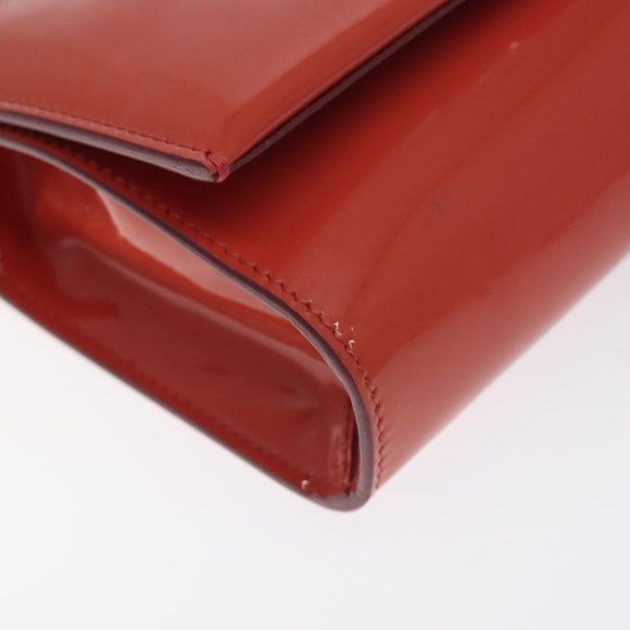 Salvatore Ferragamo Chain Vala Shoulder Bag Enamel Orange Gold Auth BA3468