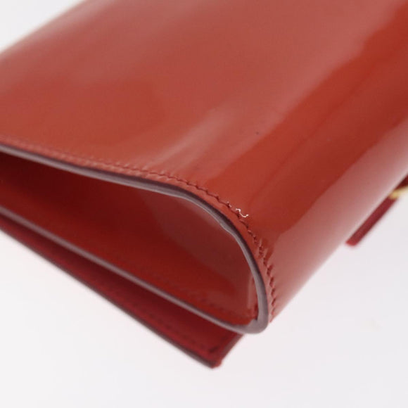 Salvatore Ferragamo Chain Vala Shoulder Bag Enamel Orange Gold Auth BA3468