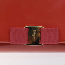 Salvatore Ferragamo Chain Vala Shoulder Bag Enamel Orange Gold Auth BA3468-17