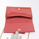 Salvatore Ferragamo Chain Vala Shoulder Bag Enamel Orange Gold Auth BA3468-10