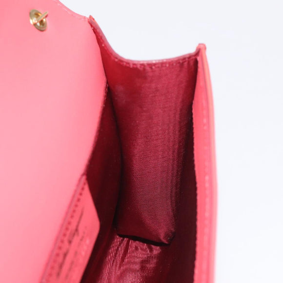 Salvatore Ferragamo Chain Vala Shoulder Bag Enamel Orange Gold Auth BA3468