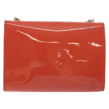Salvatore Ferragamo Chain Vala Shoulder Bag Enamel Orange Gold Auth BA3468 - 0
