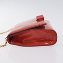 Salvatore Ferragamo Chain Vala Shoulder Bag Enamel Orange Gold Auth BA3468-4