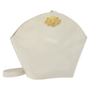 Salvatore Ferragamo Shoulder Bag Leather White Gold Auth BA3469-1