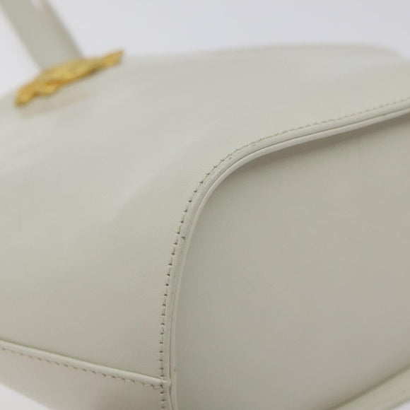 Salvatore Ferragamo Shoulder Bag Leather White Gold Auth BA3469