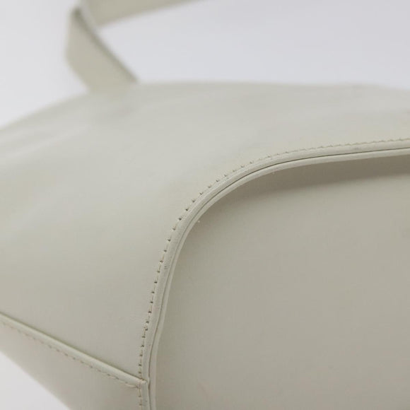 Salvatore Ferragamo Shoulder Bag Leather White Gold Auth BA3469