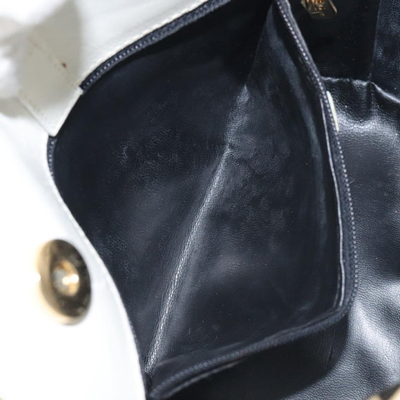 Salvatore Ferragamo Shoulder Bag Leather White Gold Auth BA3469