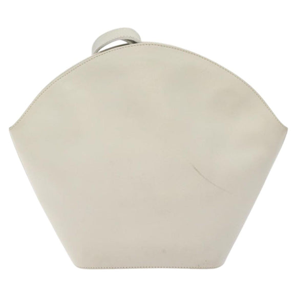 Salvatore Ferragamo Shoulder Bag Leather White Gold Auth BA3469