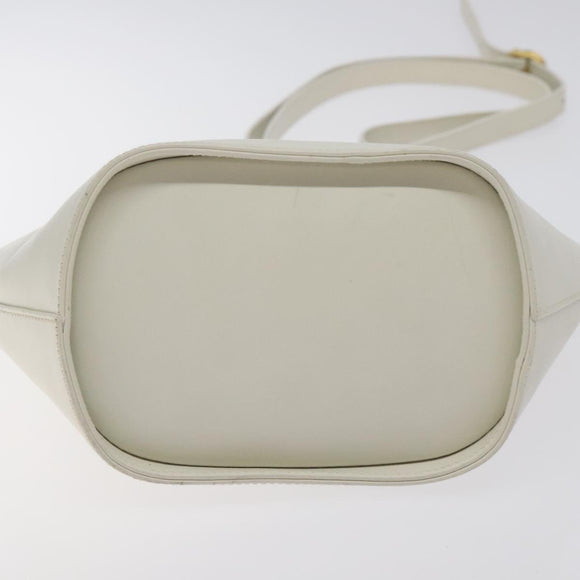 Salvatore Ferragamo Shoulder Bag Leather White Gold Auth BA3469