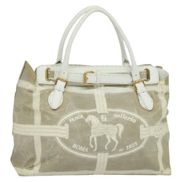 FENDI Celeria Tote Bag Coated Canvas Beige Gold Auth BA3471