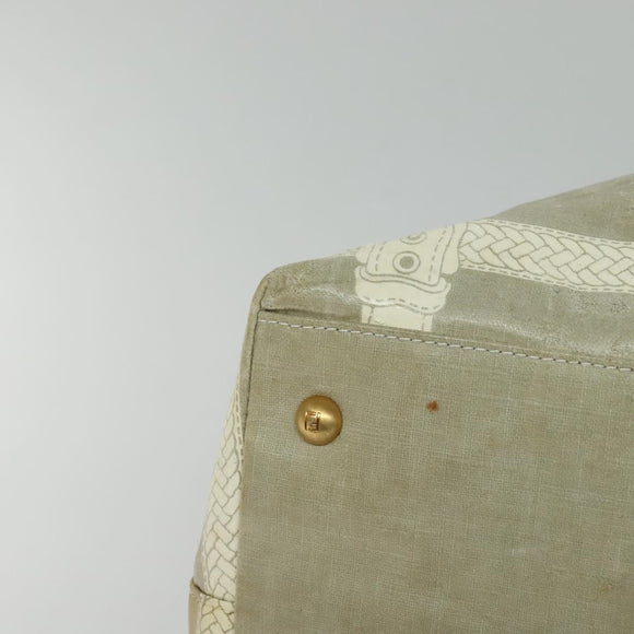 FENDI Celeria Tote Bag Coated Canvas Beige Gold Auth BA3471