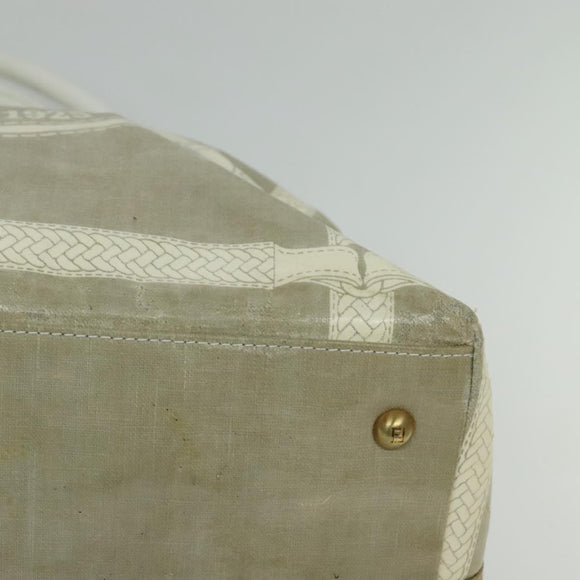 FENDI Celeria Tote Bag Coated Canvas Beige Gold Auth BA3471