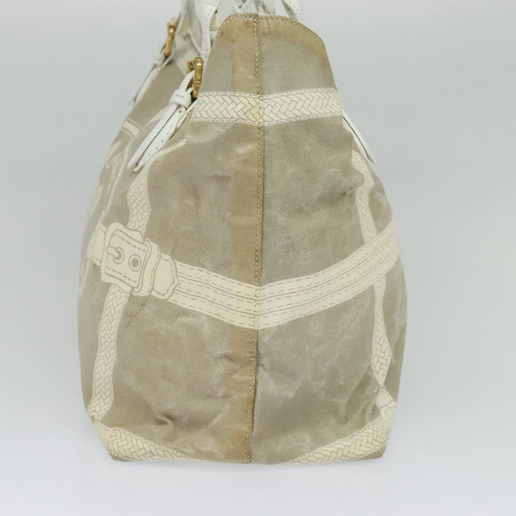 FENDI Celeria Tote Bag Coated Canvas Beige Gold Auth BA3471