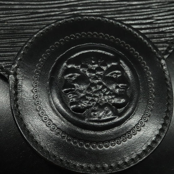 FENDI Shoulder Bag Leather Black Gold Auth BA3472