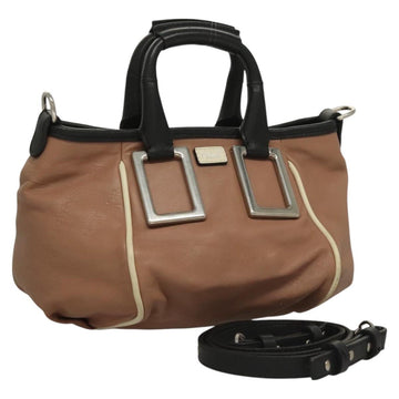 Chloe Etel Hand Bag Leather 2way Pink Silver Auth BA3474